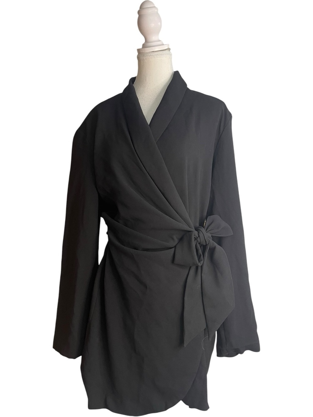 Zara Wrap Front Pareo Blazer Midi Dress Black